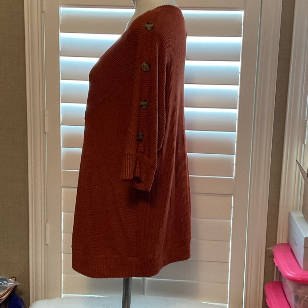 Women's Rust V-Neck Blouse - Picture 4 of 7